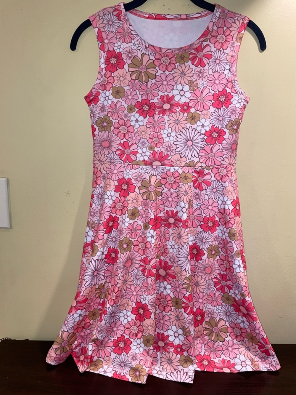 Girls' Pink Floral Skater Dress Sleeveless Dress